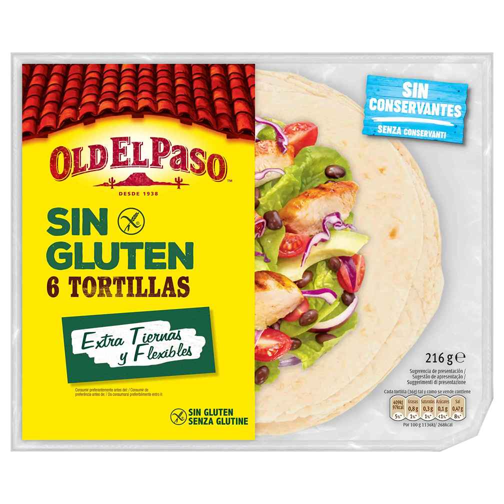6361 TORTILLA SIN GLUTEN 216G C-6UND